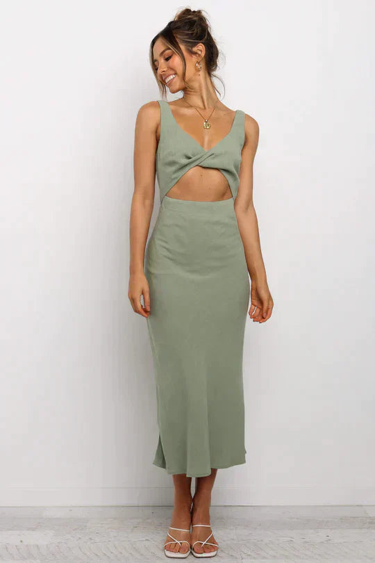 Galla Midi Dress in a Wrap Style for Women Easygoing Daywear