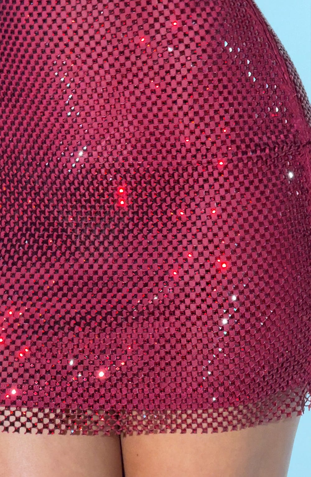 Rhinestone Mesh Square Neck Sleeveless Bodycon Mini Dress 3