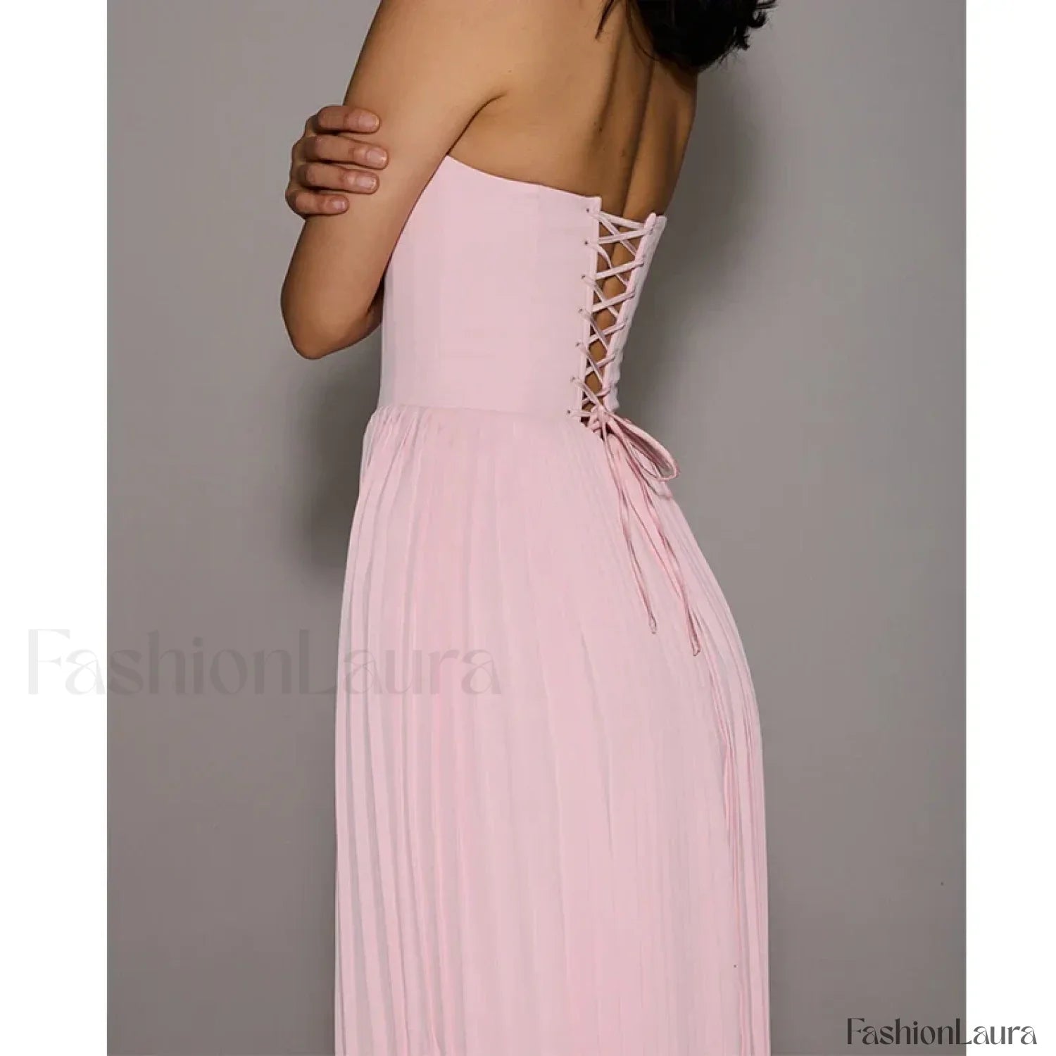 Pink Bow-Lace Midi Dress