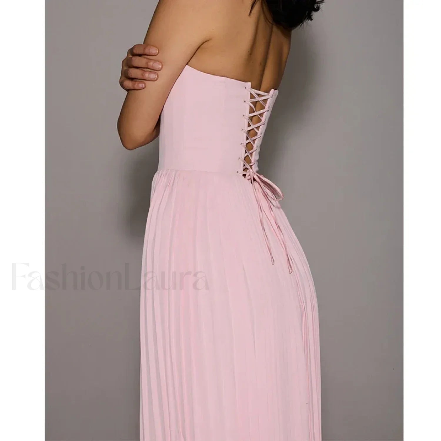 Pink Bow-Lace Midi Dress