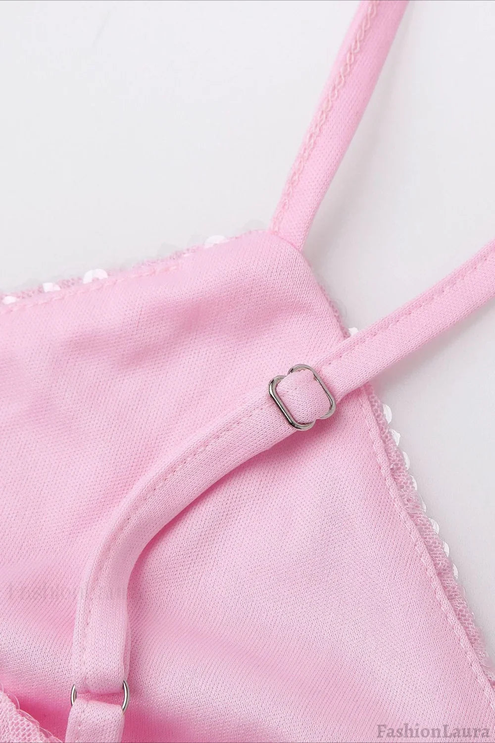 Pink Sequin V-Neck Slit Party Dress