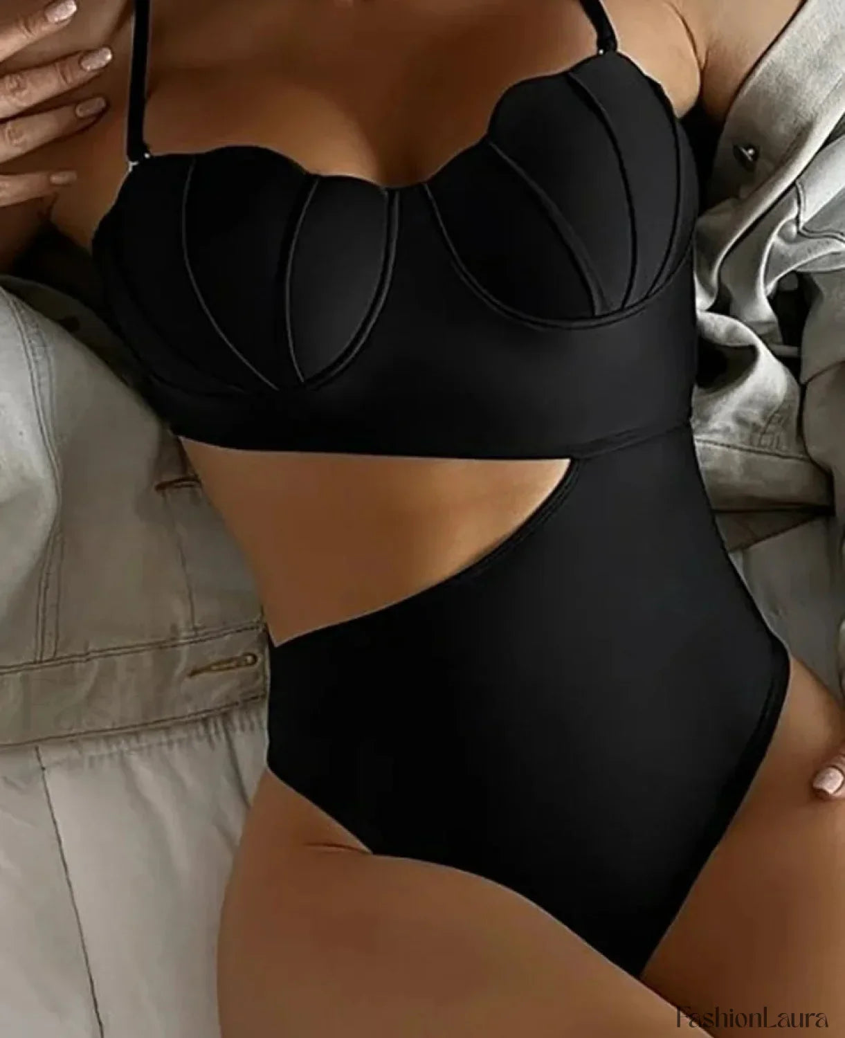 Pink Underwire Strapped Hollow One Piece