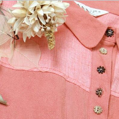 pink women long linen dress shift dress handmade sundress plus size