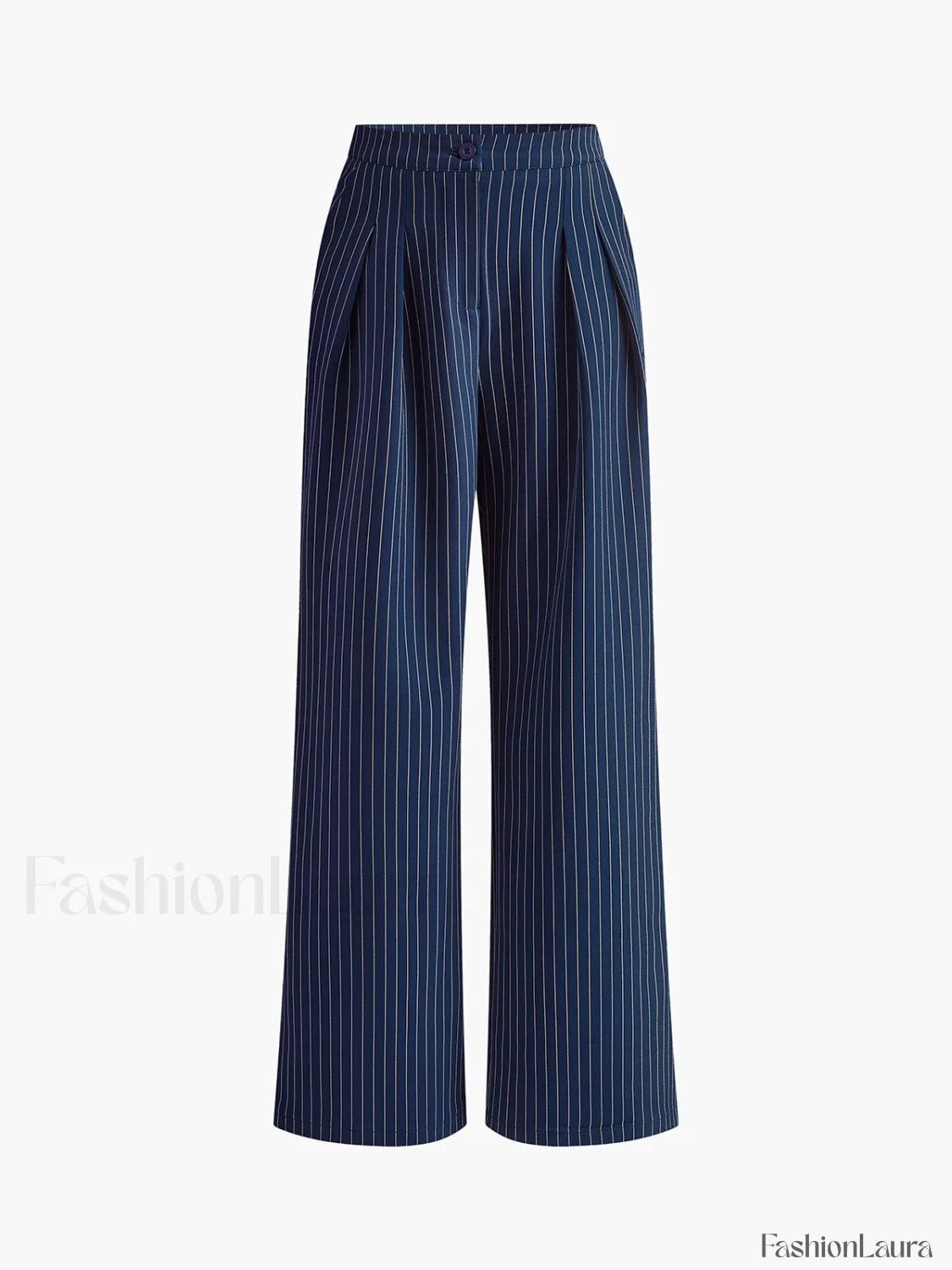Pinstripe Pleated Wide-Leg Pants