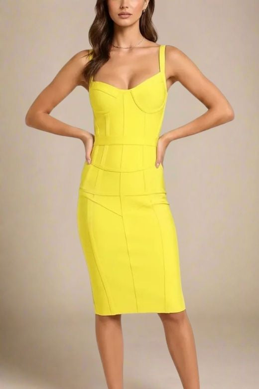 Pip Bandage Corset Dress - Sun Yellow