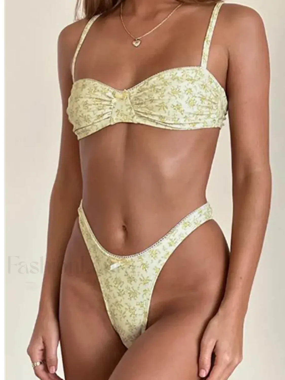 Plaid Ring Tie Brazilian Bikini Set