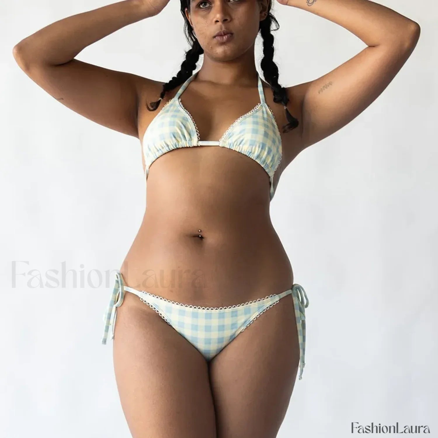 Plaid Tie-Up Bikini Set