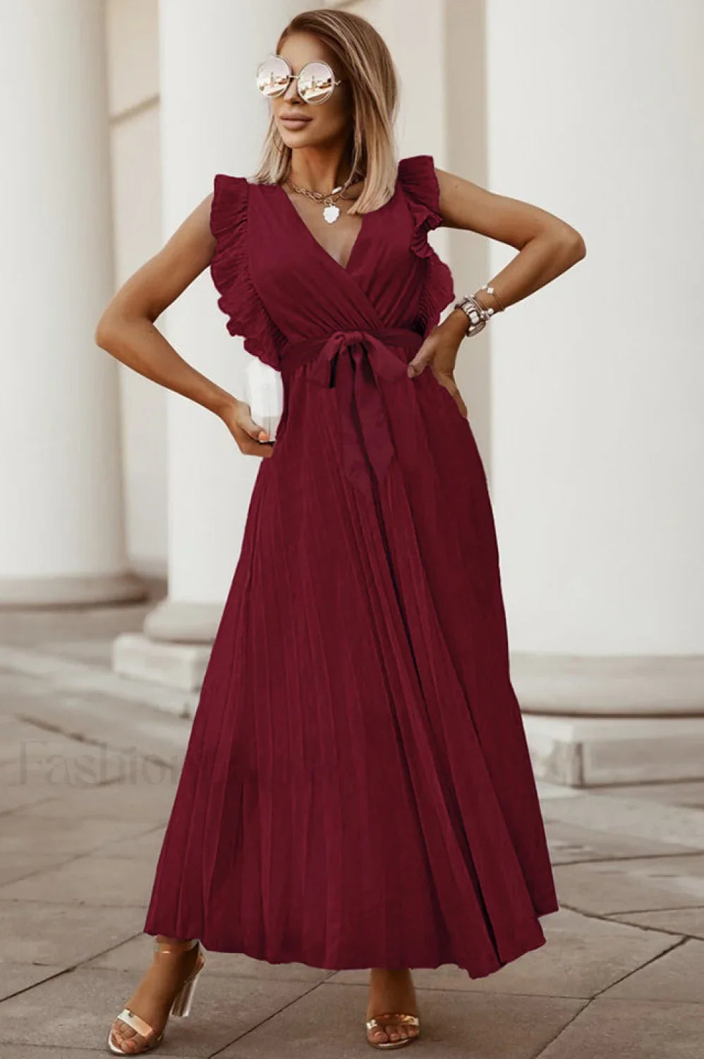 Pleated Elegant Maxi Dress