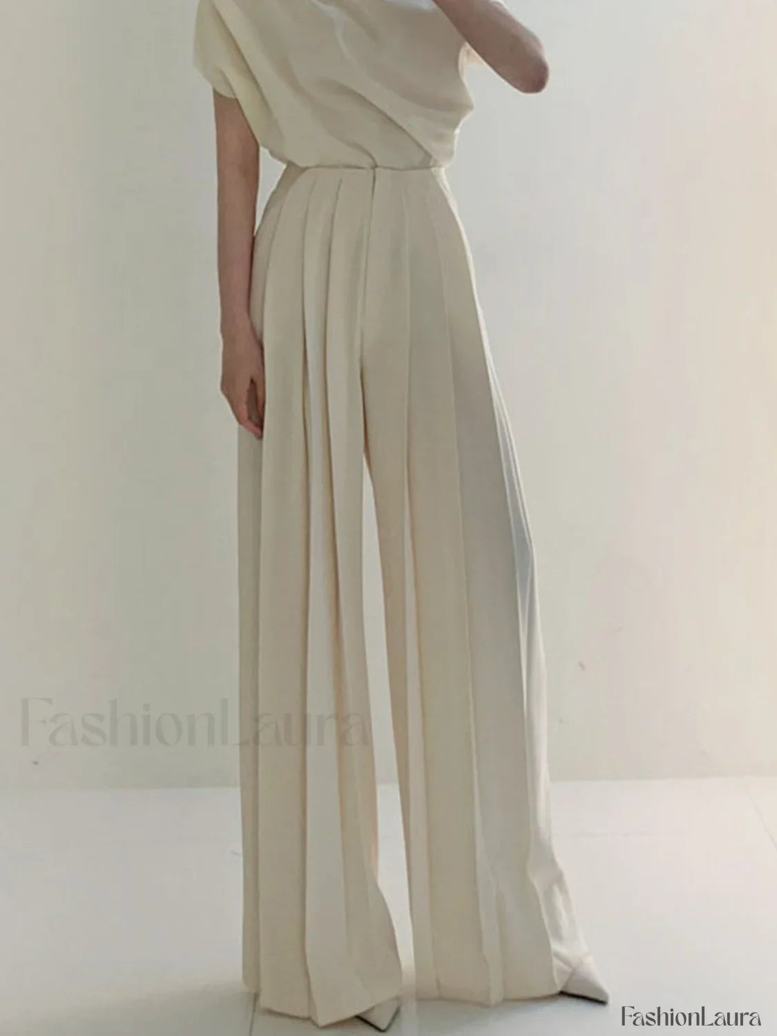 Pleated High Waist Wide Leg Pants