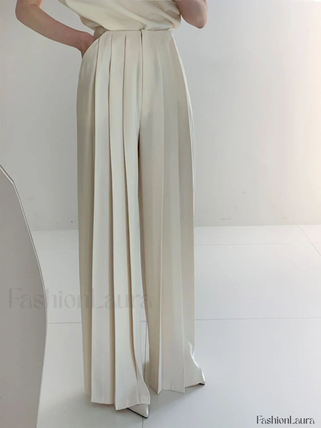 Pleated High Waist Wide Leg Pants
