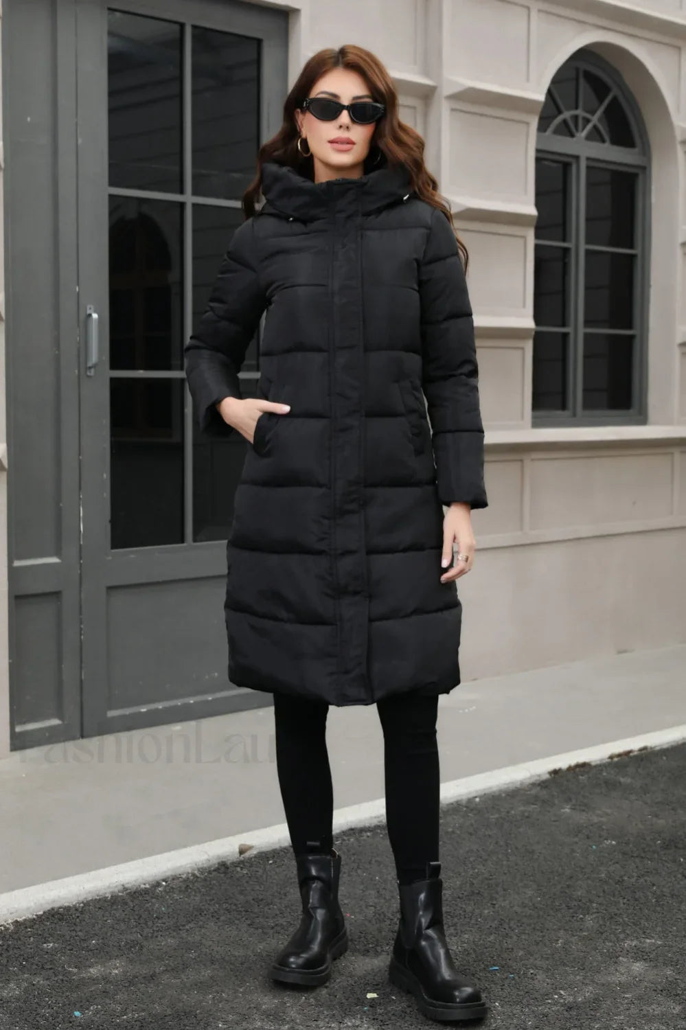 Plus Size Hooded Longline Puffer Coat Black / S coats