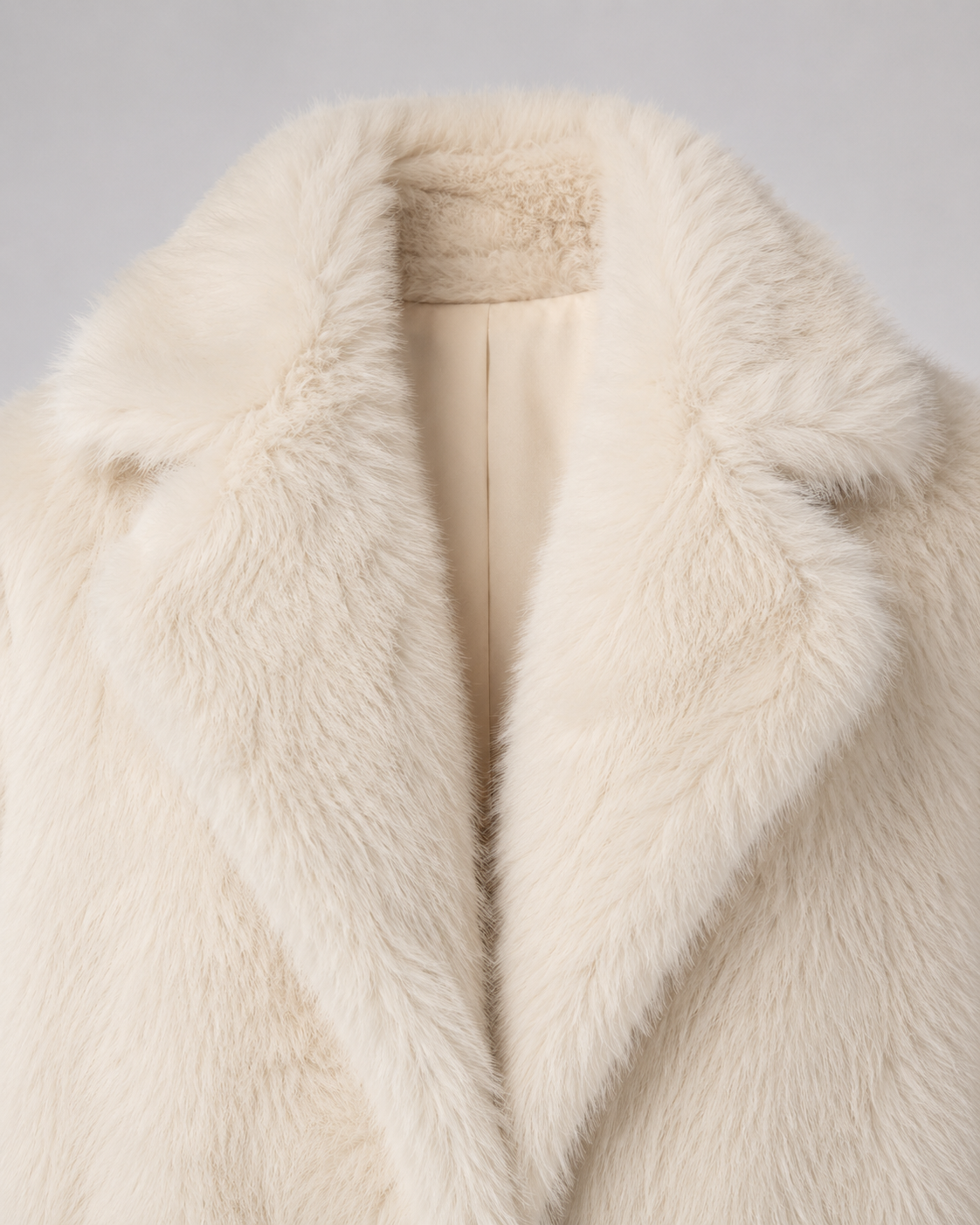 Plush Faux Fur Notch Lapel Midi Coat