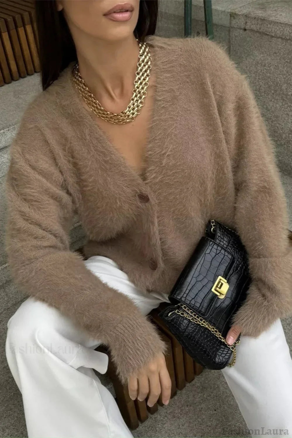 Plush V-Neck Cardigan