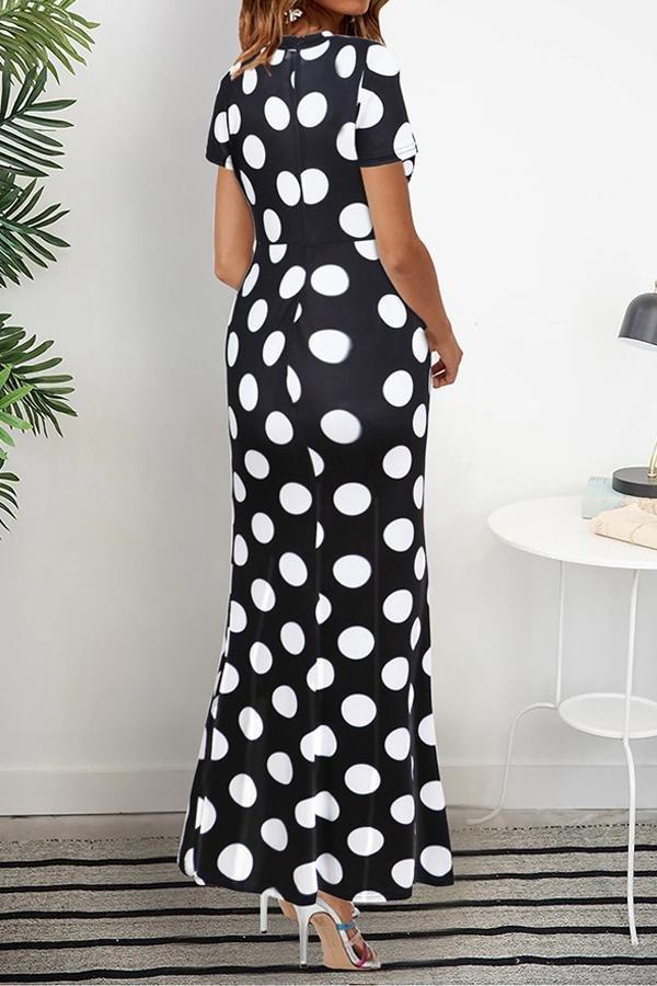 Striped V Neck Casual Midi Dress