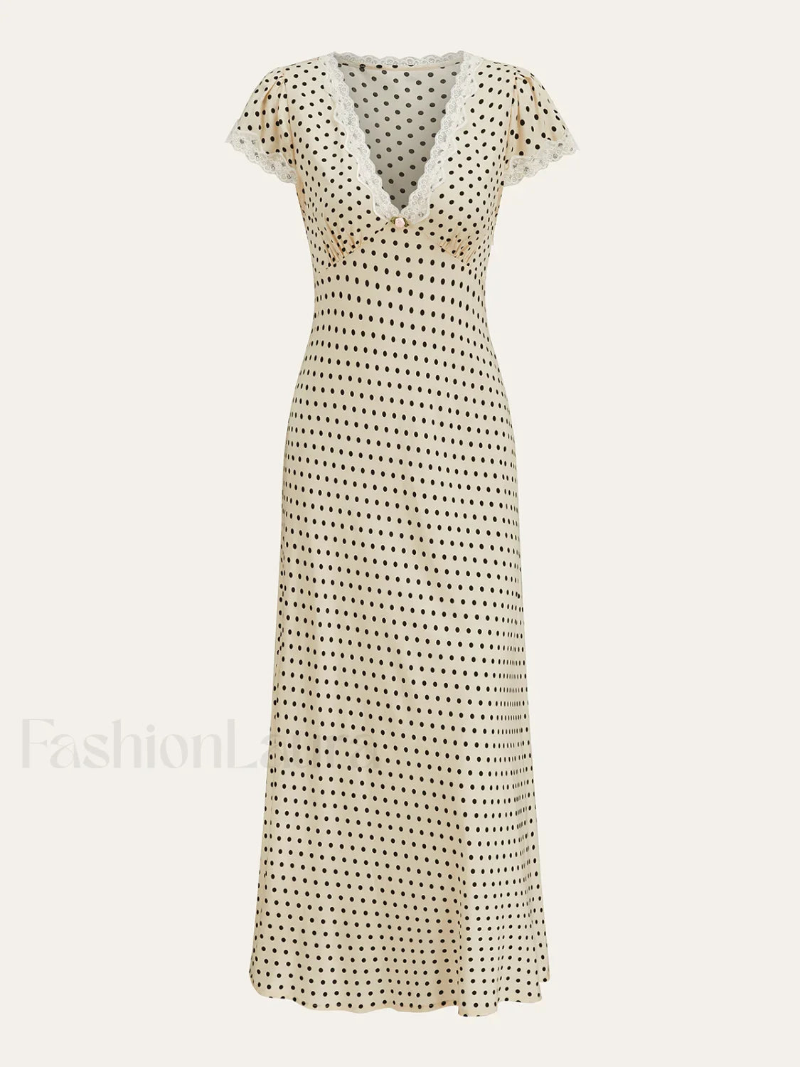 Polka Dot Lace-Trim Dress