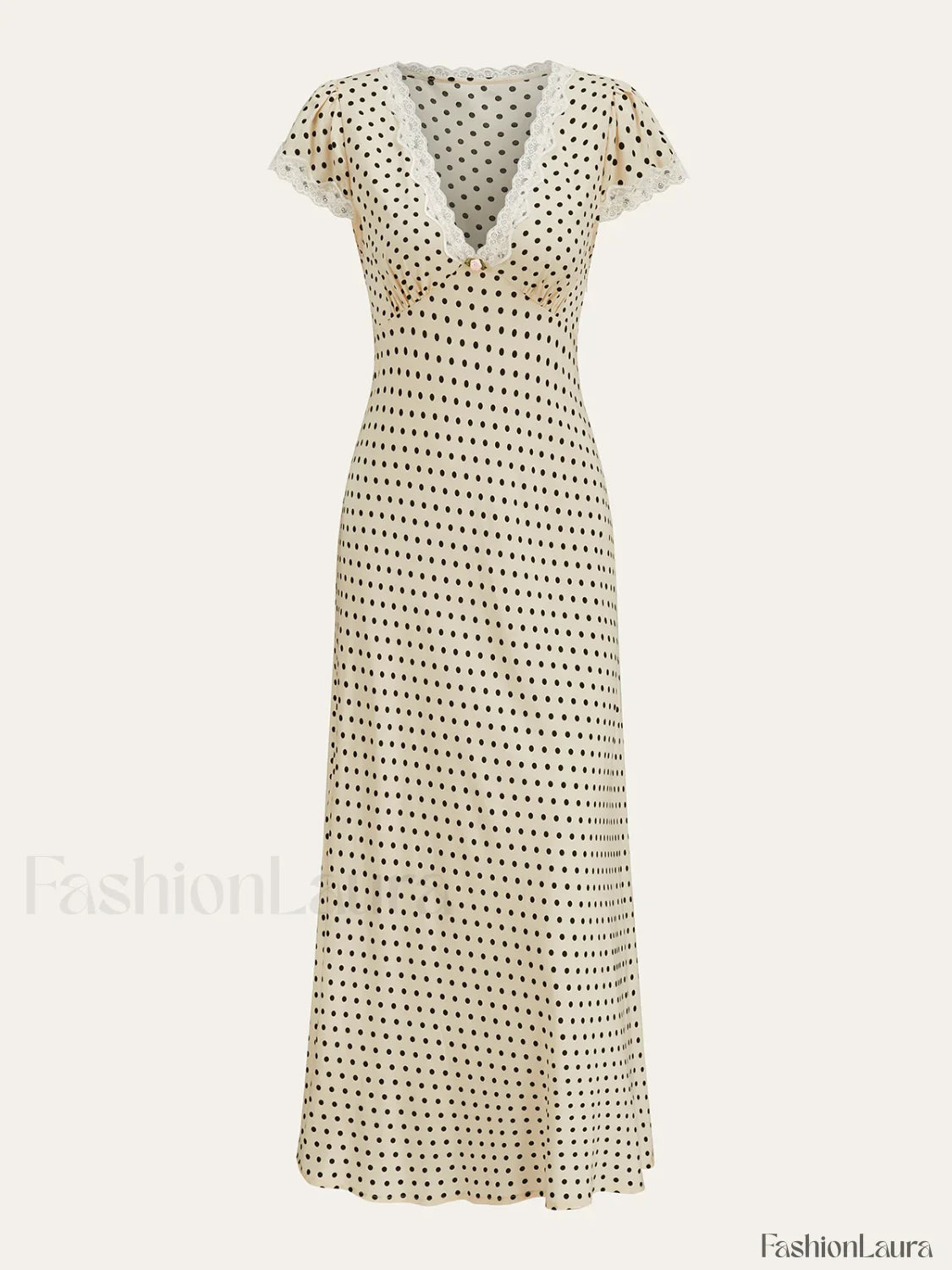 Polka Dot Lace-Trim Dress