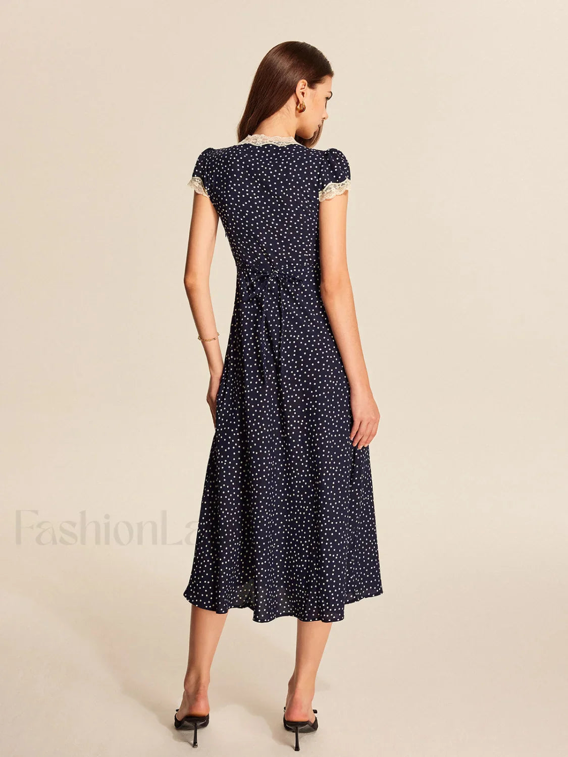 Polka Dot Lace-Trim Dress
