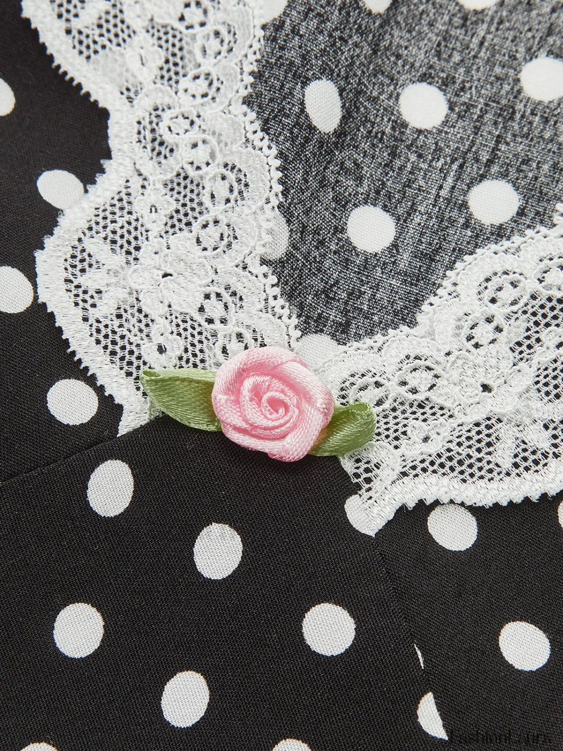 Polka Dot Lace-Trim Dress