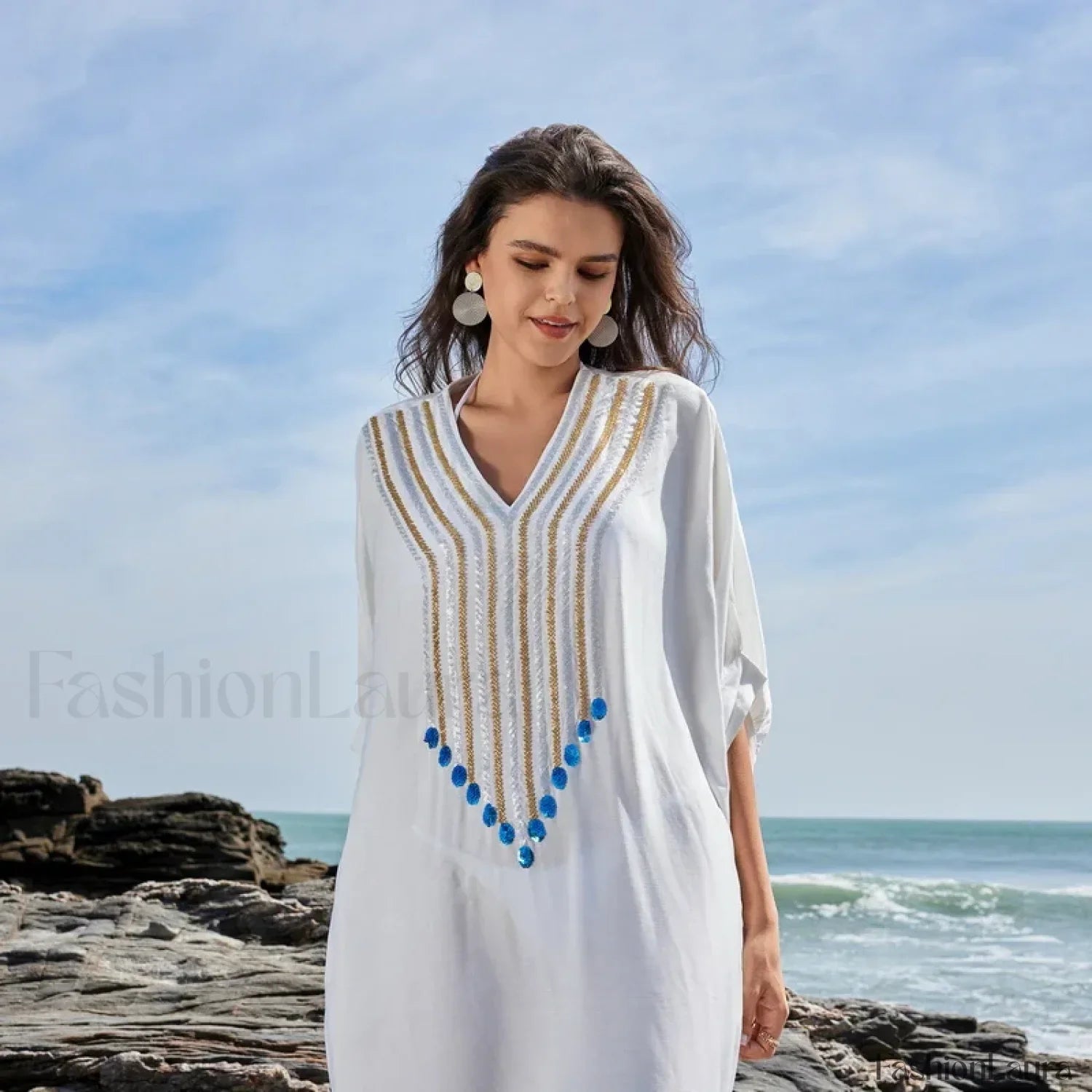 Polka Dot Long Sleeve Shirt Cover Up