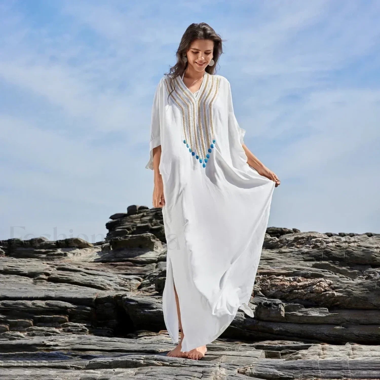 Polka Dot Long Sleeve Shirt Cover Up