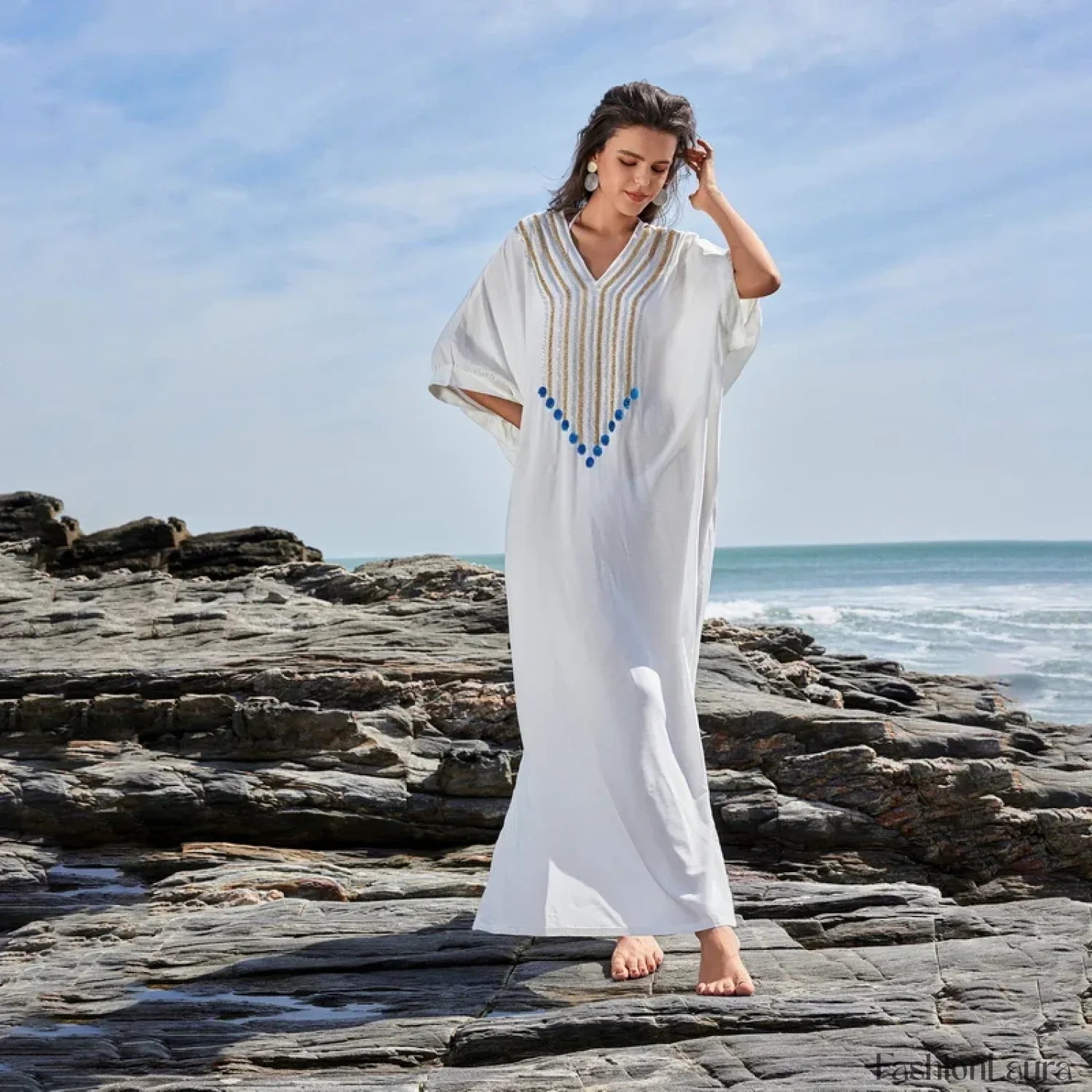 Polka Dot Long Sleeve Shirt Cover Up