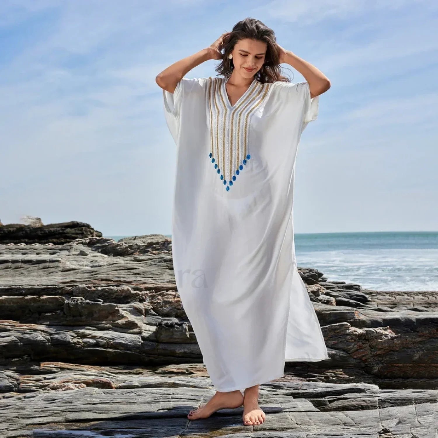 Polka Dot Long Sleeve Shirt Cover Up