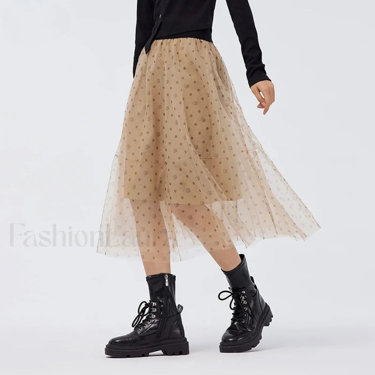Polka Dot Mesh Umbrella Skirt