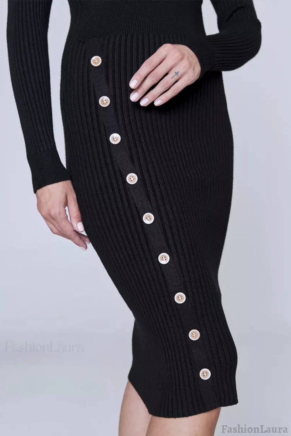 Polo Neck Bodycon Sweater Dress