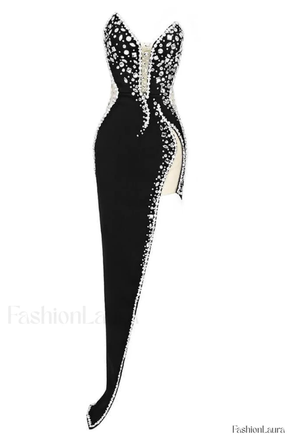 Porsha Diamonate Strapless Charming Maxi Bandage Dress