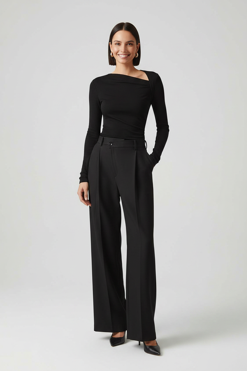 Chic Asymmetrical Women's Top with Elegant Design and Versatile Fit