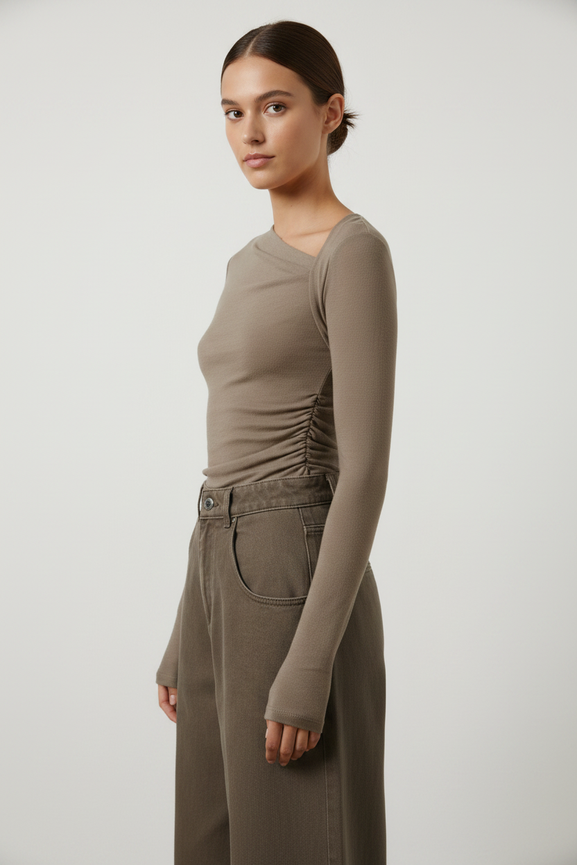 Chic Asymmetrical Women's Top with Elegant Design and Versatile Fit