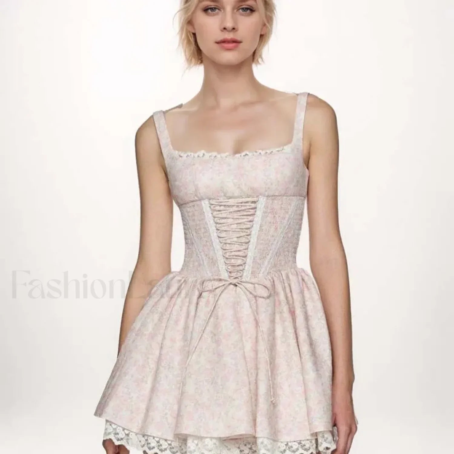 Princess Bandage Mini Floral Dress white / S