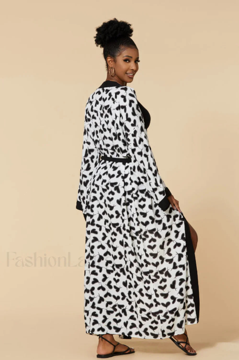 Print Belted Stylish Kimono Dress