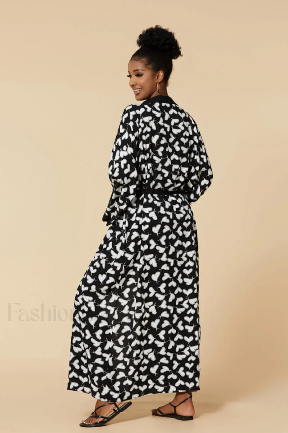 Print Belted Stylish Kimono Dress