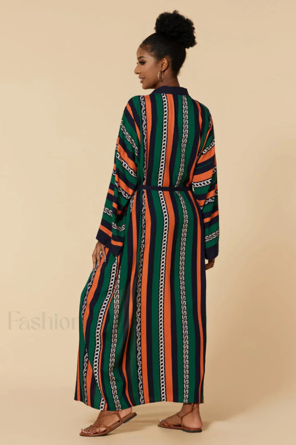 Print Belted Stylish Kimono Dress