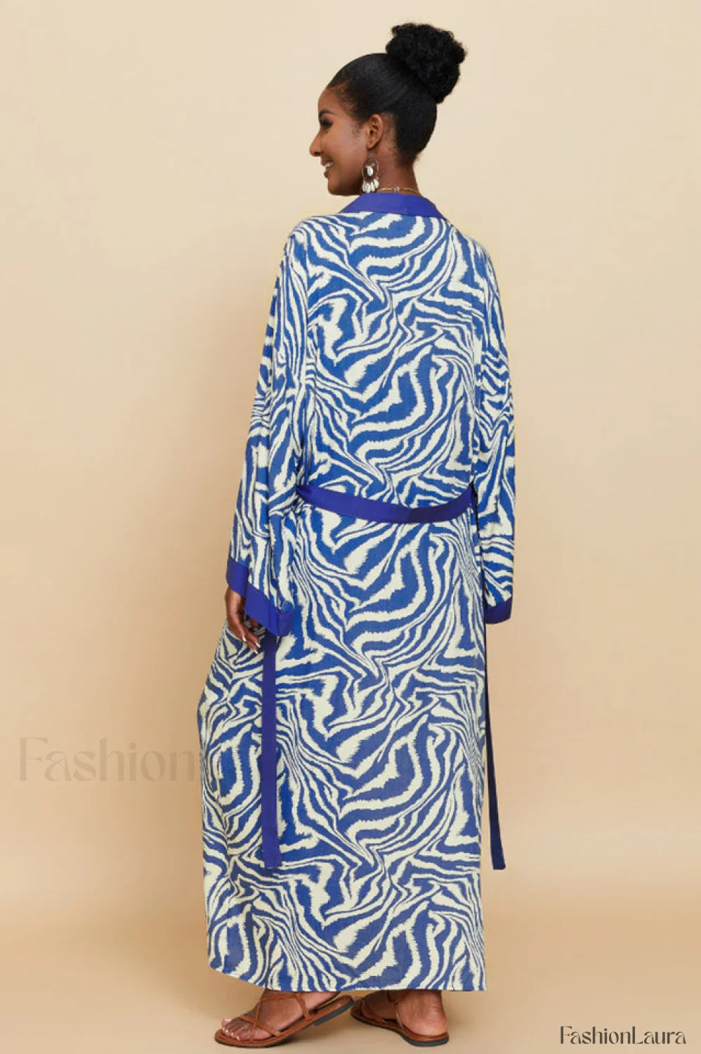 Print Belted Stylish Kimono Dress