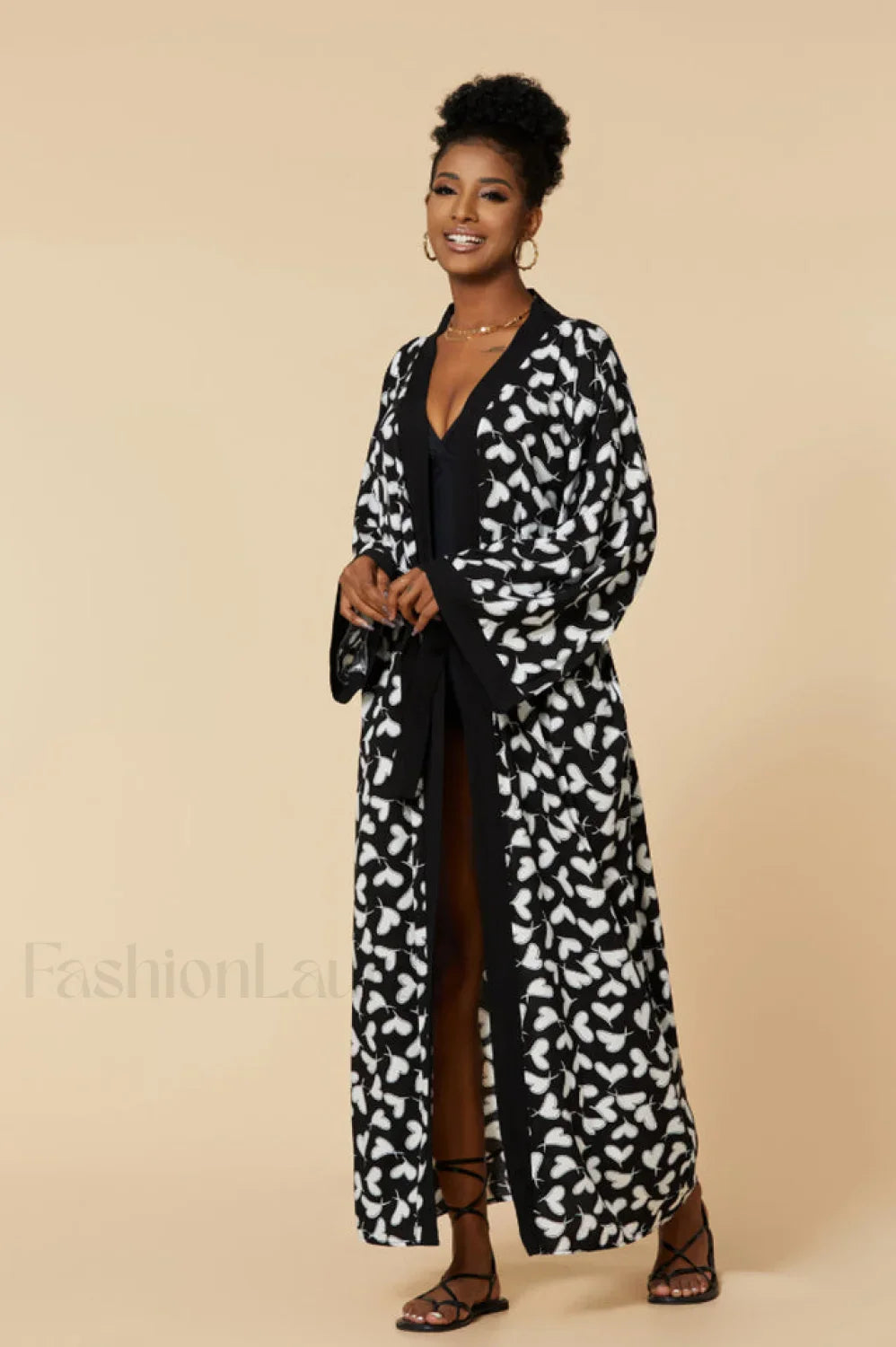 Print Belted Stylish Kimono Dress