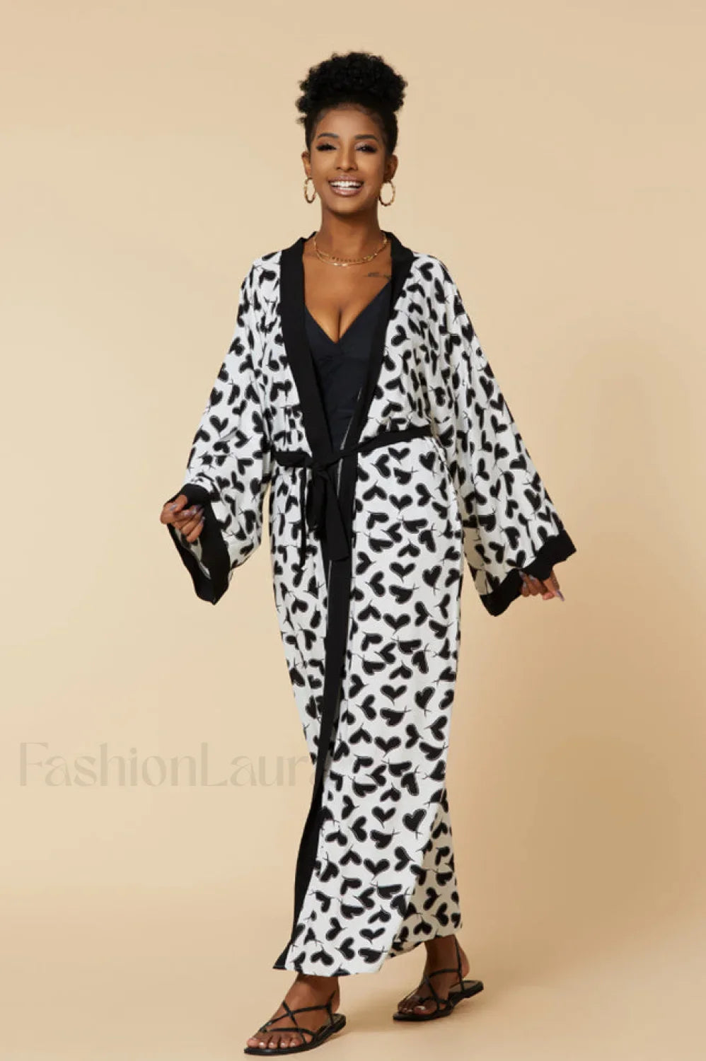 Print Belted Stylish Kimono Dress Free Size / 5#
