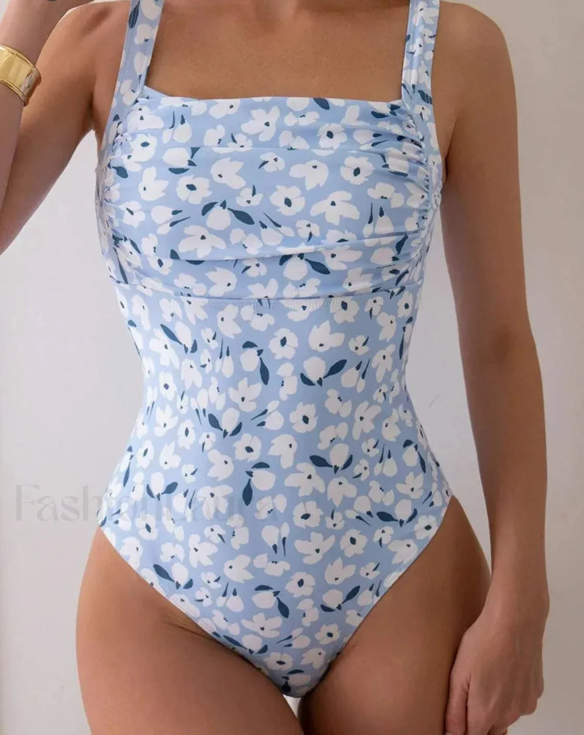 Print Strapped Backless Push Up One Piece