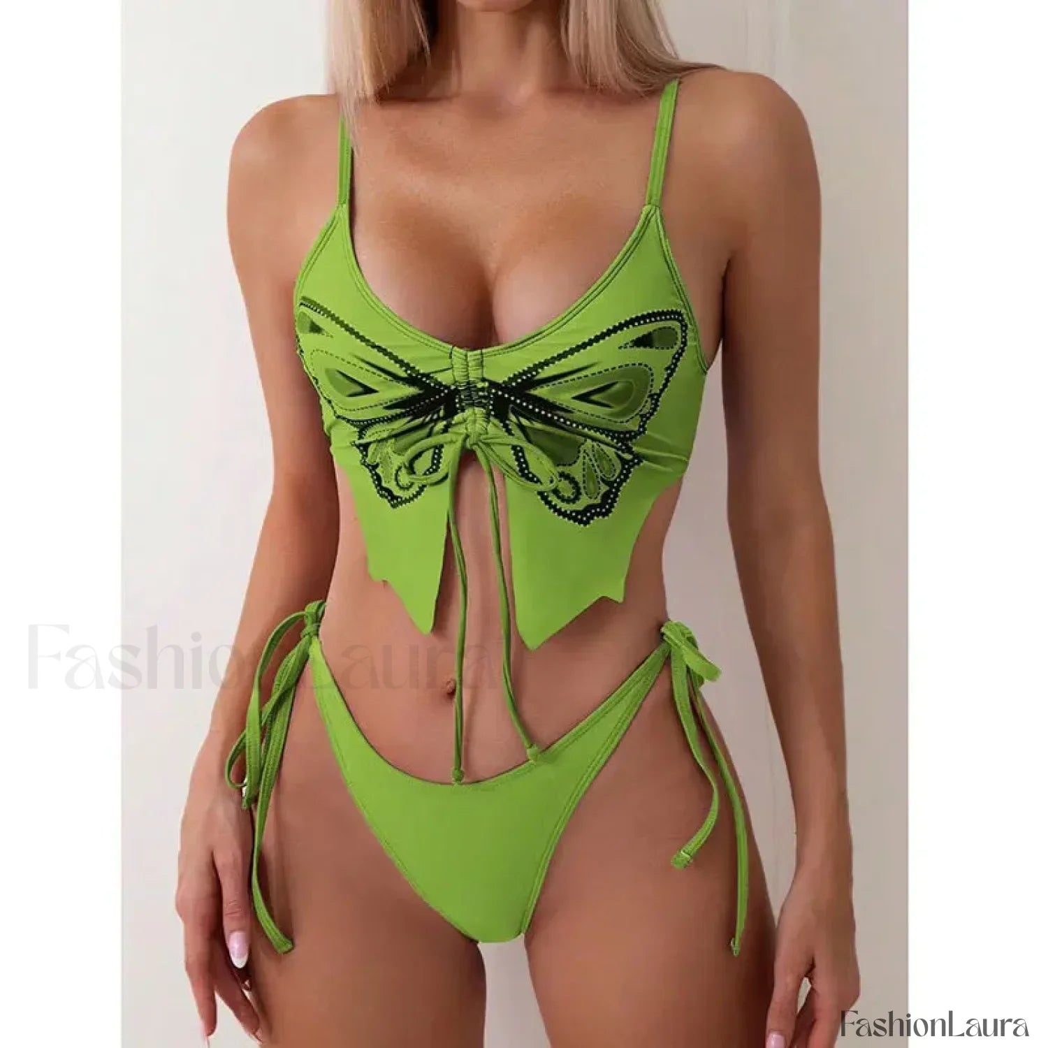 Print Tied High Cut Push Up Bikini Set