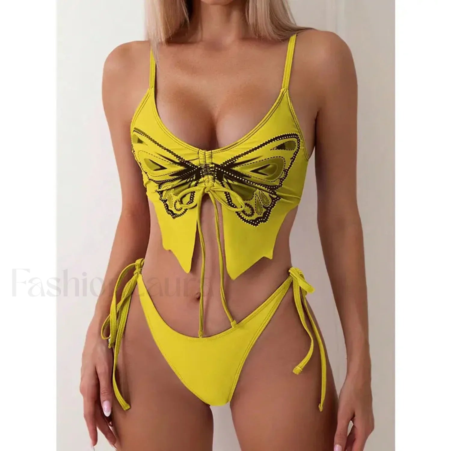 Print Tied High Cut Push Up Bikini Set