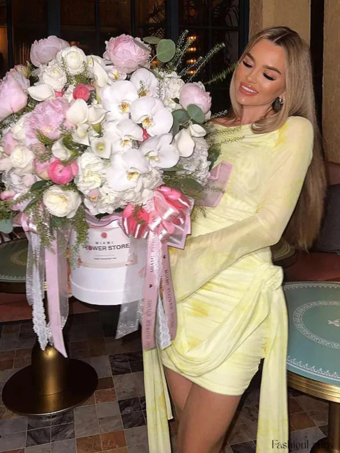 Printed Long Sleeve A-Line Mini Dress