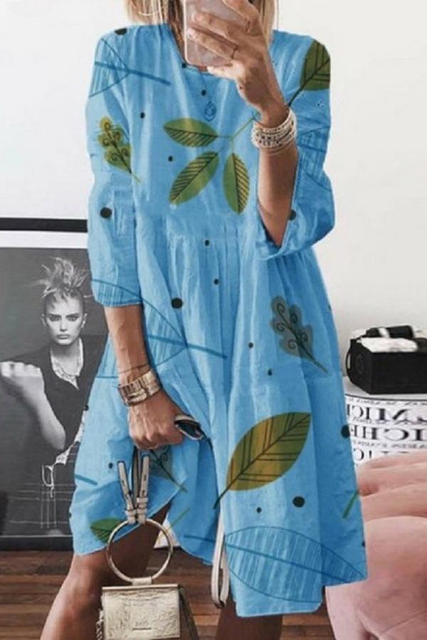 Printed Loose Single Breasted Dress