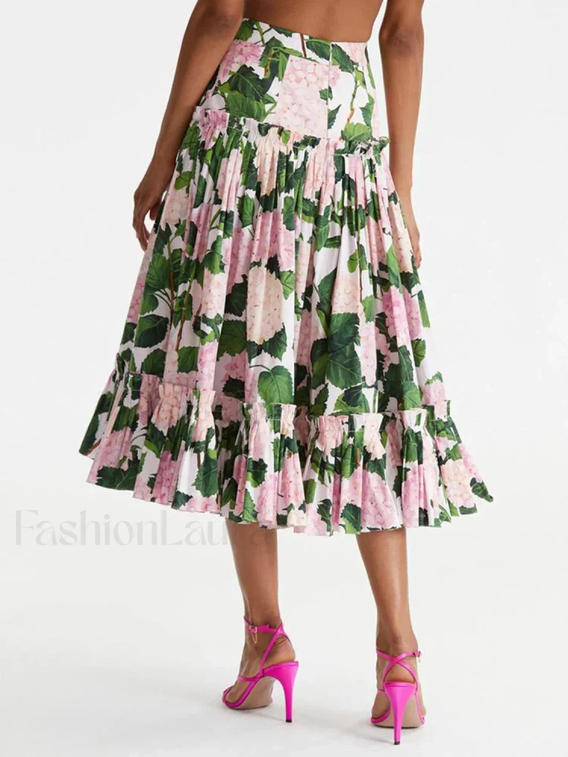 Printed Sleeveless Pleated Skirt Two Piece Set