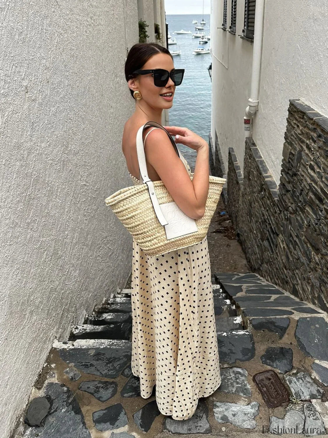 Printed Spaghetti Strap Long Dress