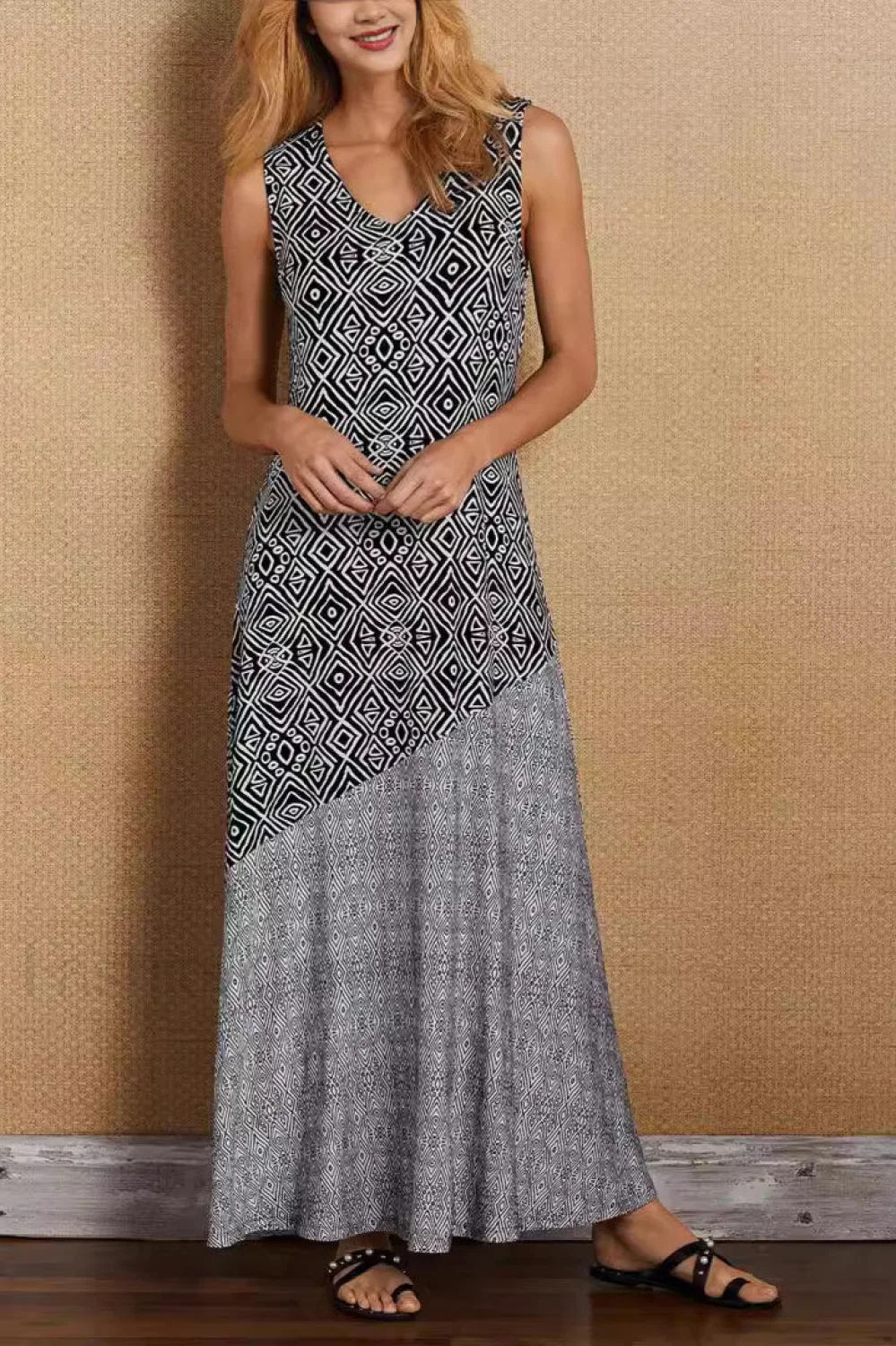 Printed Splicing Boho Vintage Boho Dress