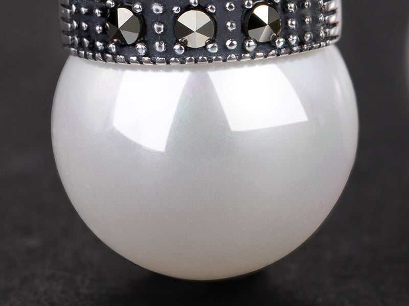 Vintage Autentic 926 Sterling Sterling Silver Natural Mother of Pearl Woman Earrings