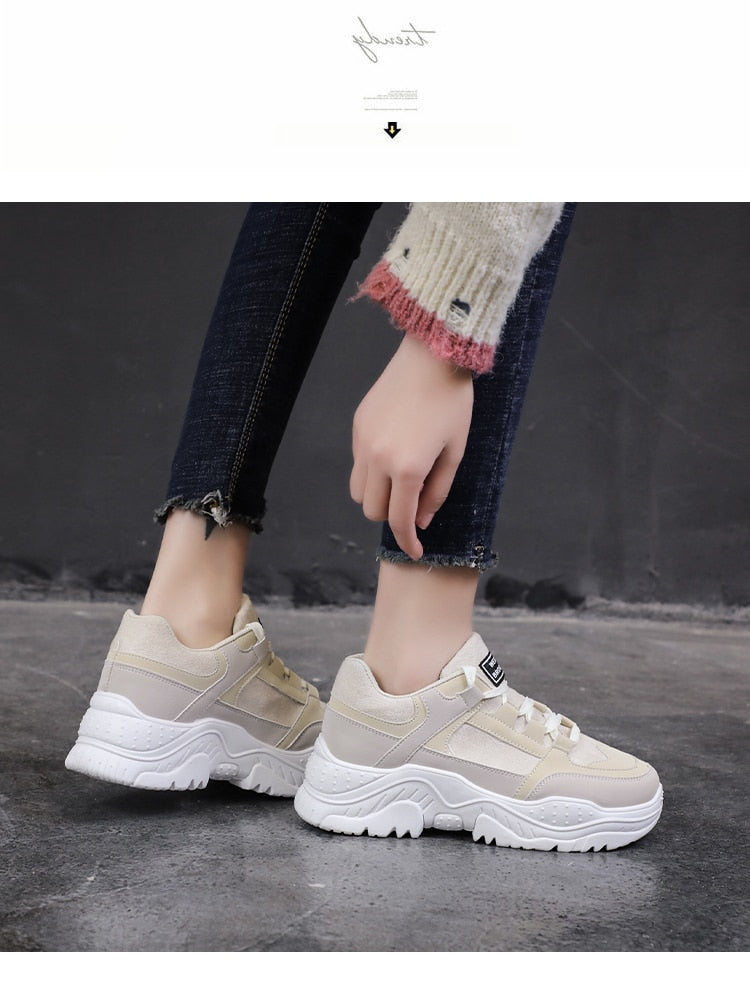 Patchwork Contrast Combination Women Chunky Sneaker