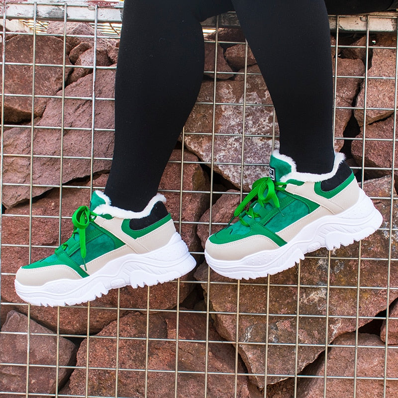 Patchwork Contrast Combination Women Chunky Sneaker