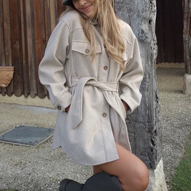 Vintage Woolen Camel Soft Long Coats